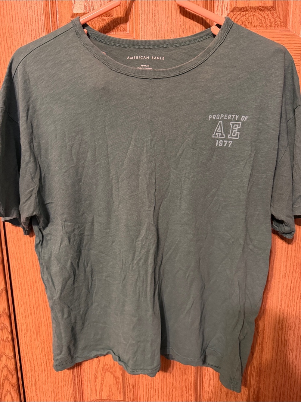 American Eagle Outfitters women’s Green 'Property of AE 1977' Crew Tee